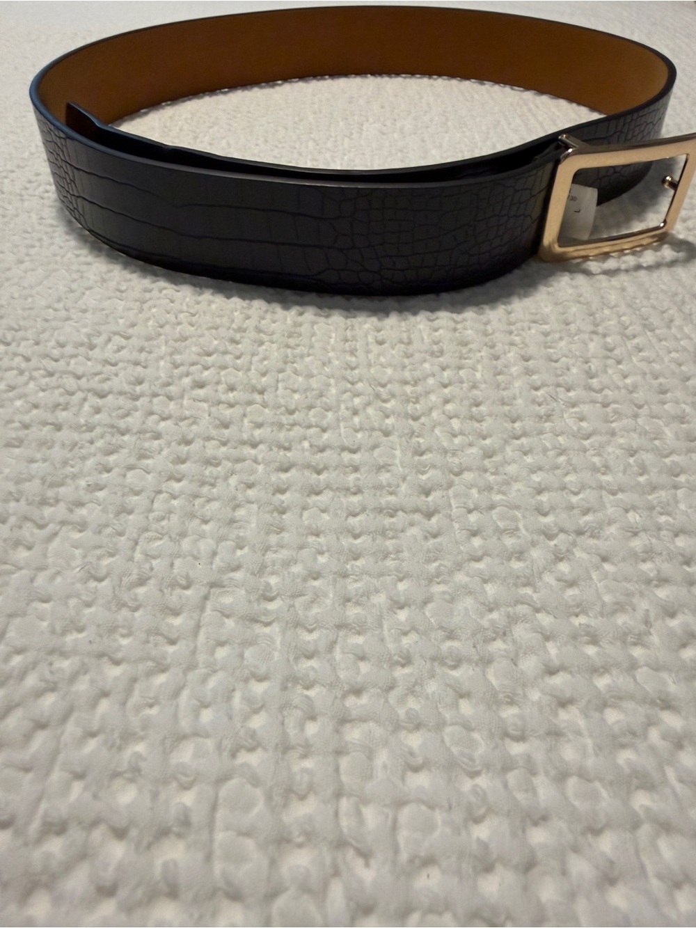 Target Women's Black Croc-Embossed Belt with Gold Buckle